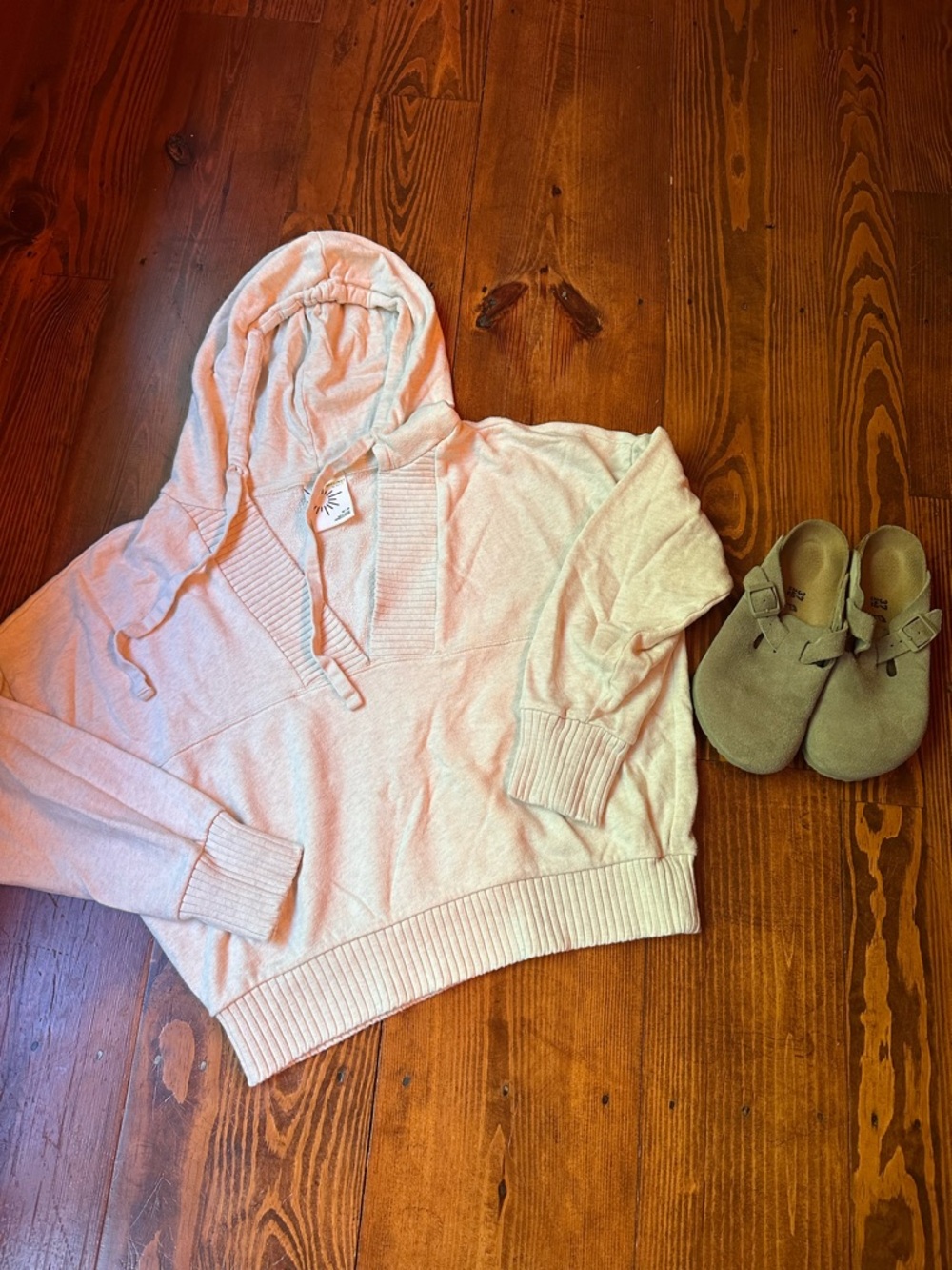 Offline Cream Hooded V-Neck Pullover Sweater